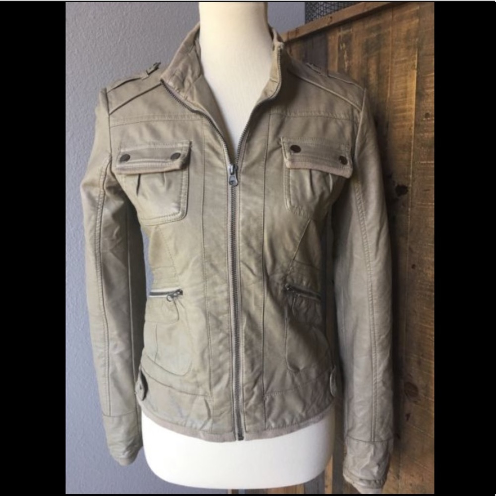 Faux Leather Jacket - Tan